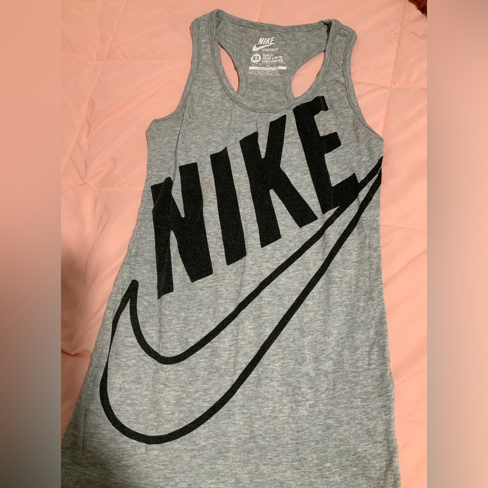 Nike Gray Racerback Tank with Black Logo